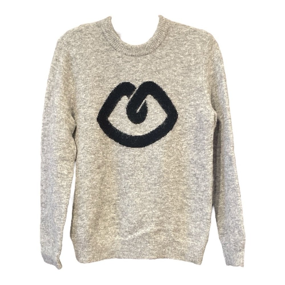 Markus Lupfer Gray/Black Crew Neck Luxury Sweater. Size M I 4